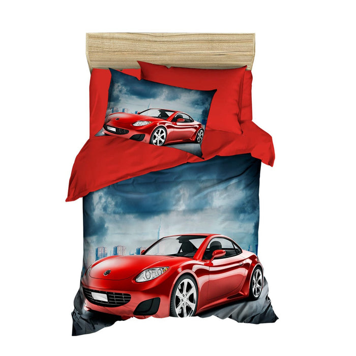 Red Racer Luxury 4-Piece Duvet Cover Set – The Ultimate Pit Stop Upgrade