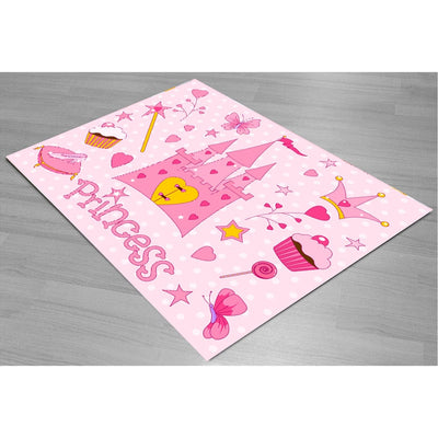 PINK PRINCESS CASTLE Bedroom Carpet Rug, 4.5' x 6.25'