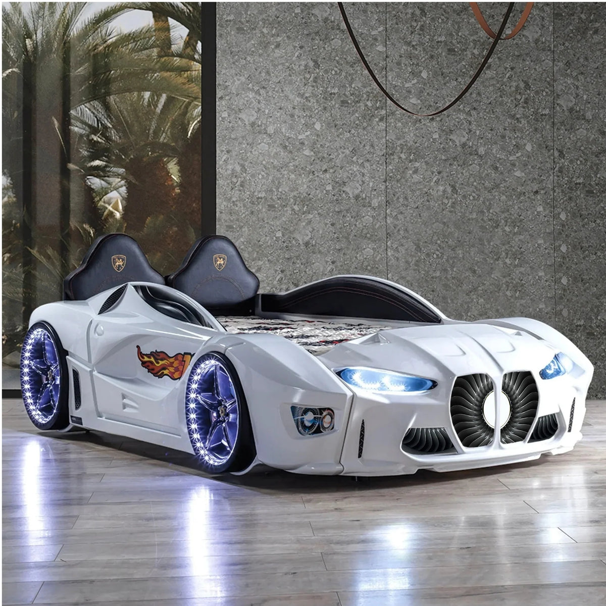 GTXR Super Twin Race Car Bed with LED Lights & Sound Effects Race Car Beds Race Car Beds
