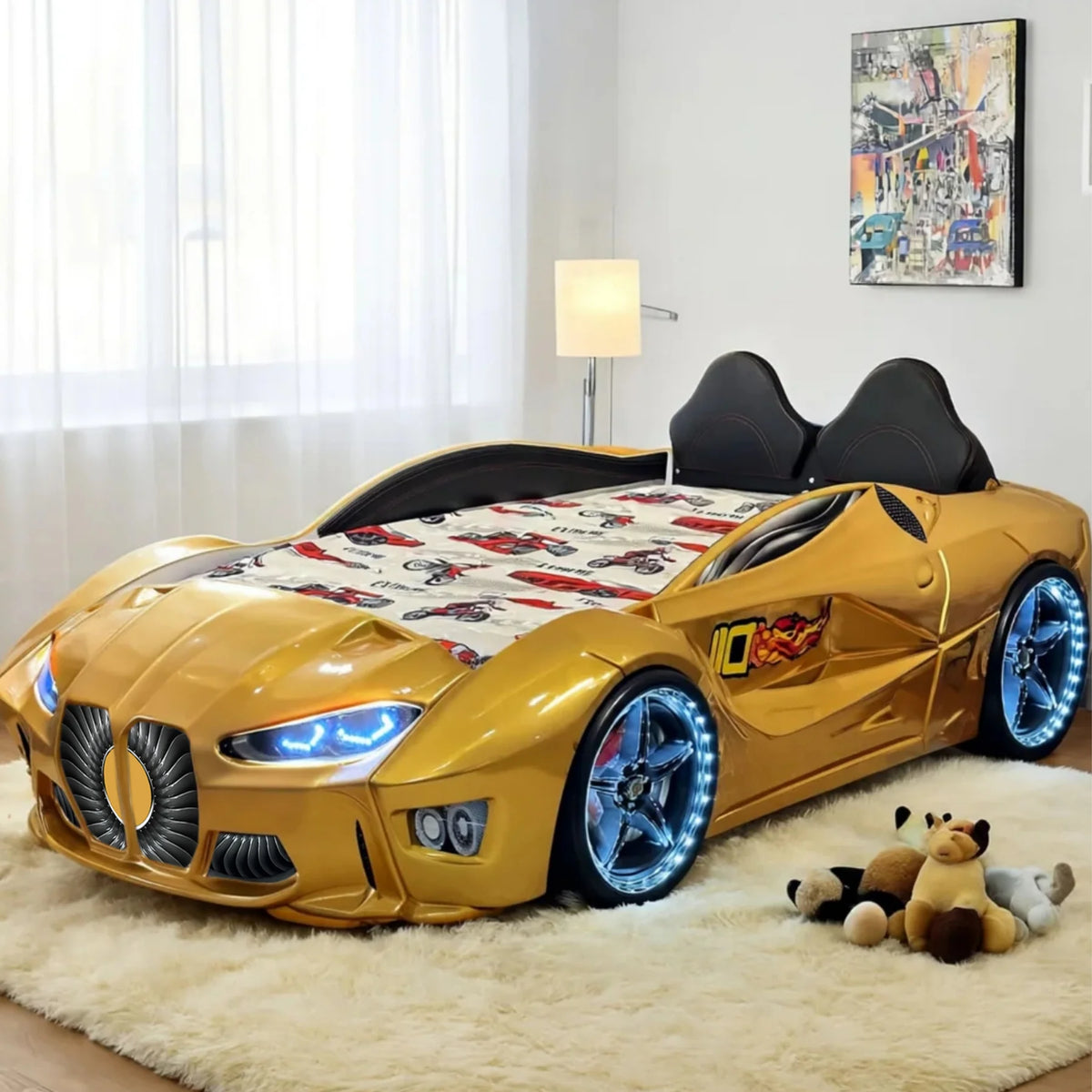 GTXR Super Twin Race Car Bed with LED Lights & Sound Effects Race Car Beds Race Car Beds