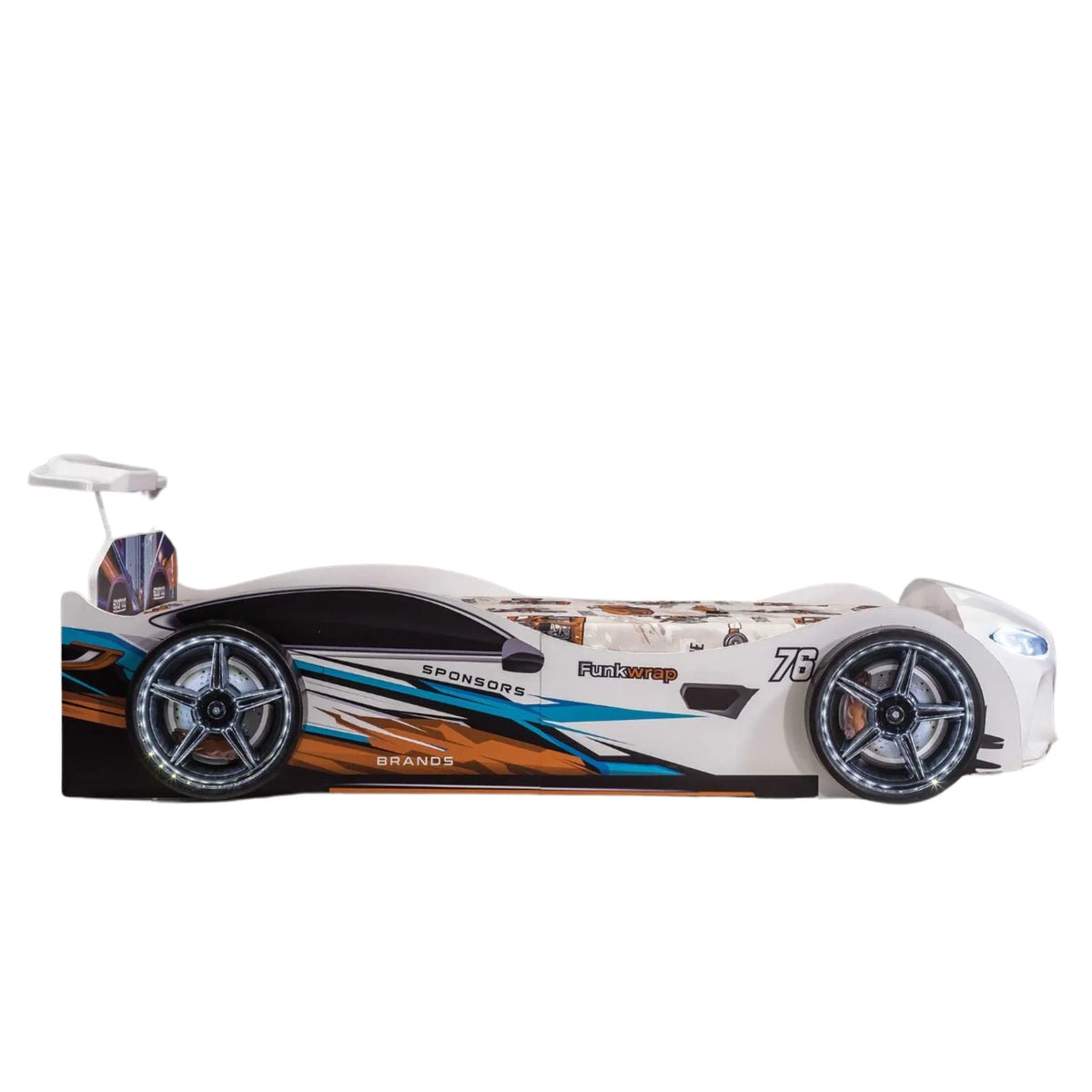 GTX Twin Size Race Car Bed: Immersive LED Illumination & Interactive Racing Sound FX