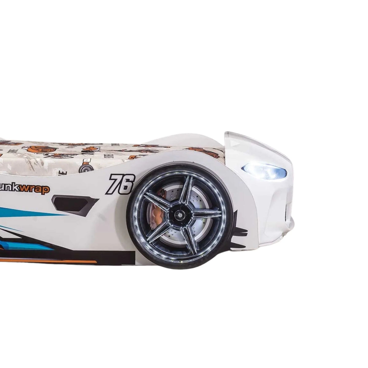 GTX Twin Size Race Car Bed: Immersive LED Illumination & Interactive Racing Sound FX