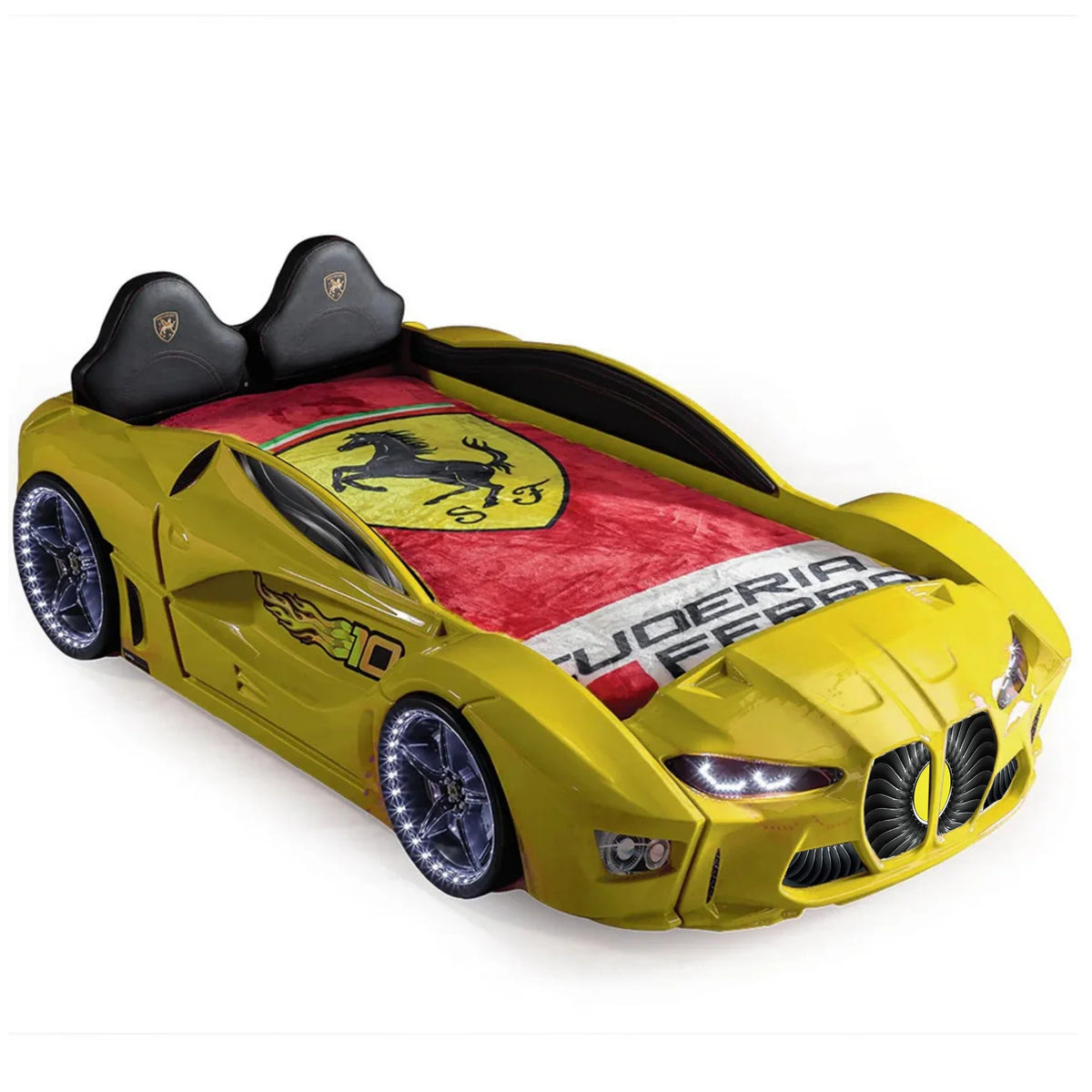 GTXR Super Twin Race Car Bed with LED Lights & Sound Effects Race Car Beds Race Car Beds Yellow