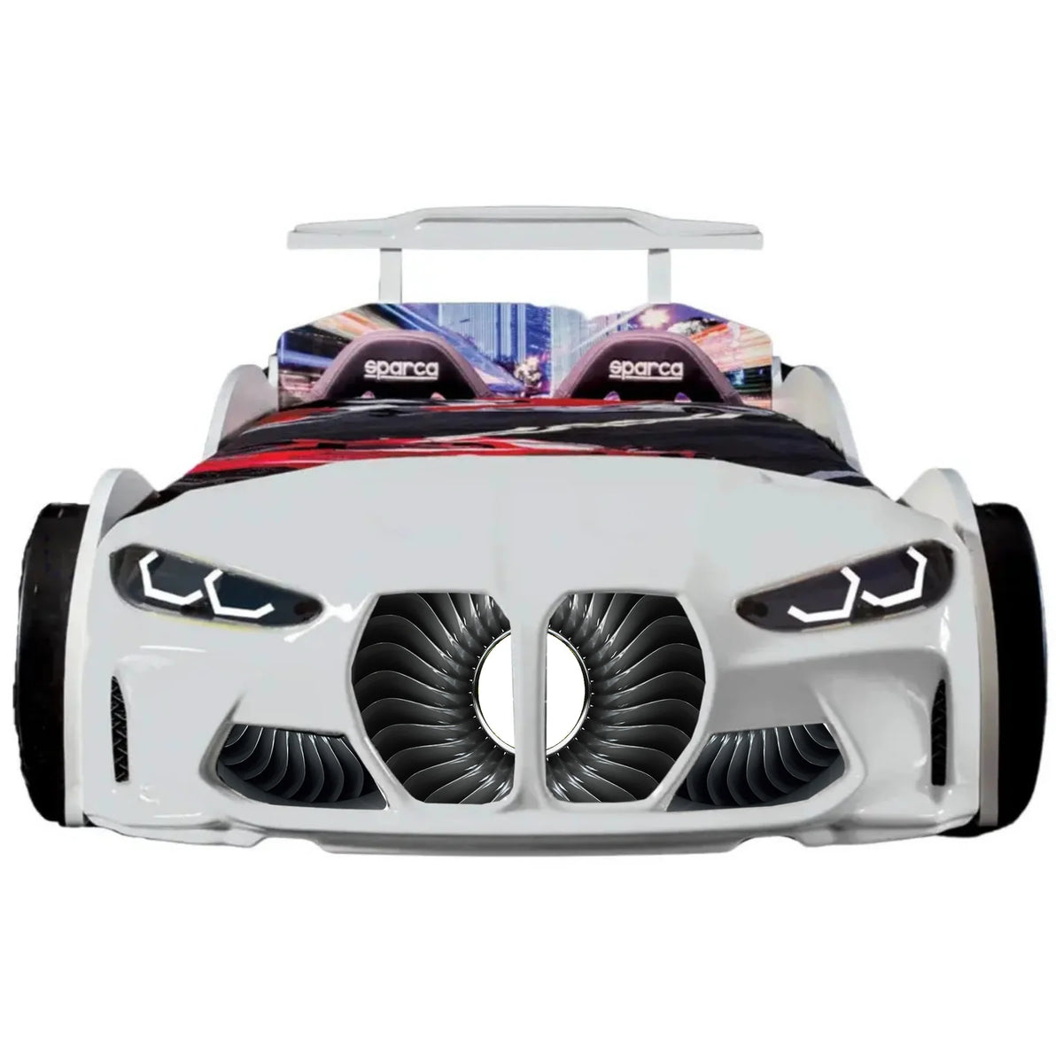 GTX Twin Size Race Car Bed: Immersive LED Illumination & Interactive Racing Sound FX