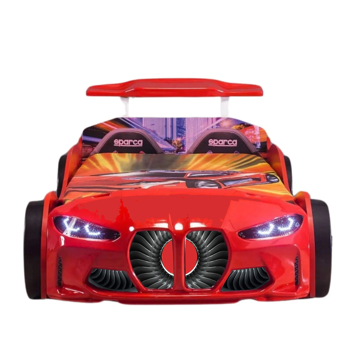 GTX Twin Size Race Car Bed: Immersive LED Illumination & Interactive Racing Sound FX