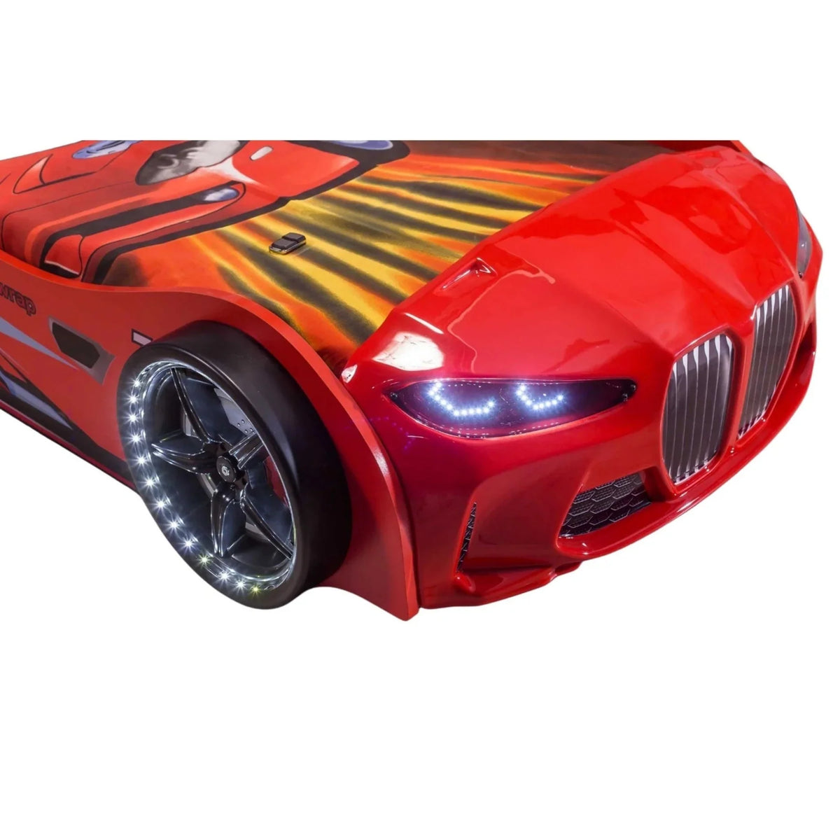 GTX Twin Size Race Car Bed: Immersive LED Illumination & Interactive Racing Sound FX