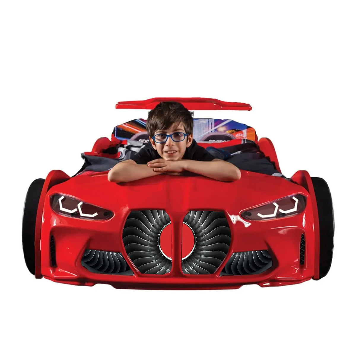 GTX Twin Size Race Car Bed: Immersive LED Illumination & Interactive Racing Sound FX