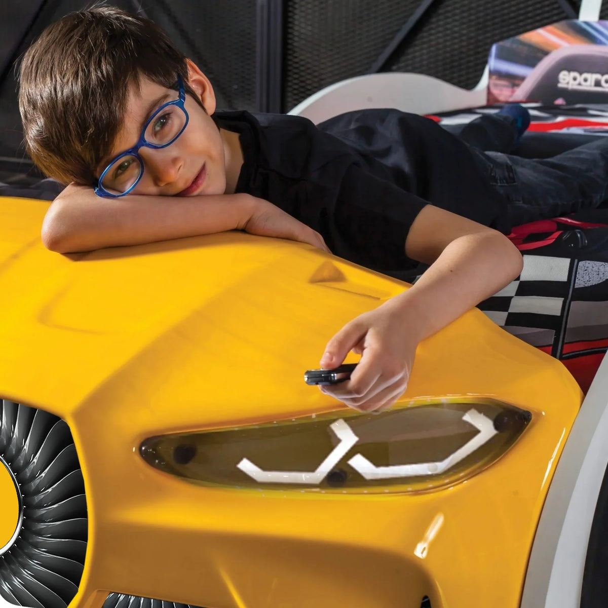 GTX Twin Size Race Car Bed: Immersive LED Illumination & Interactive Racing Sound FX