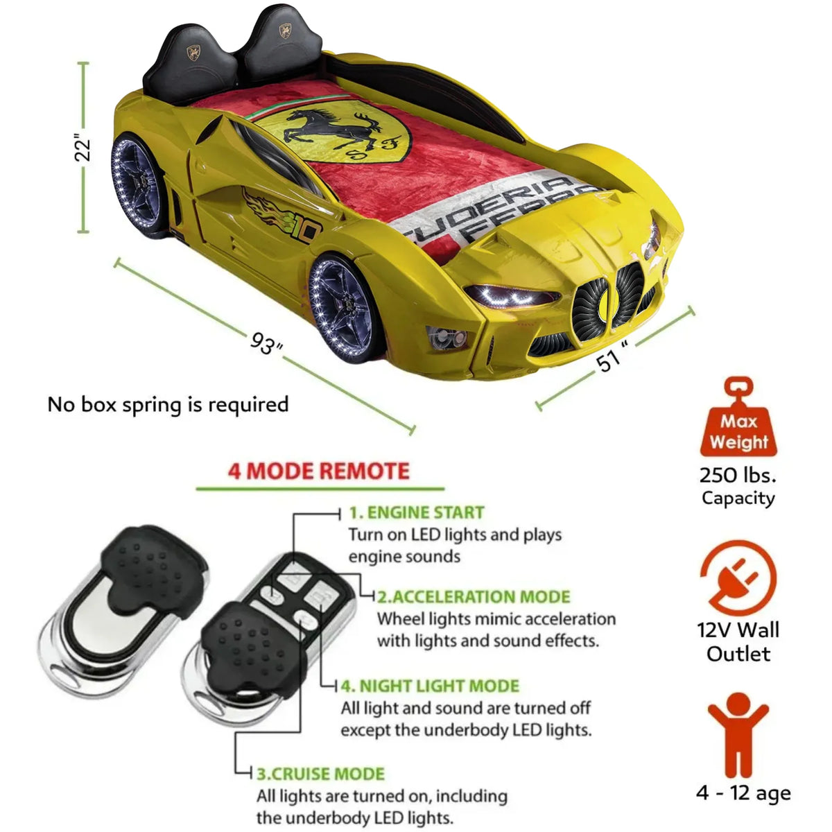 GTXR Super Twin Race Car Bed with LED Lights & Sound Effects Race Car Beds Race Car Beds