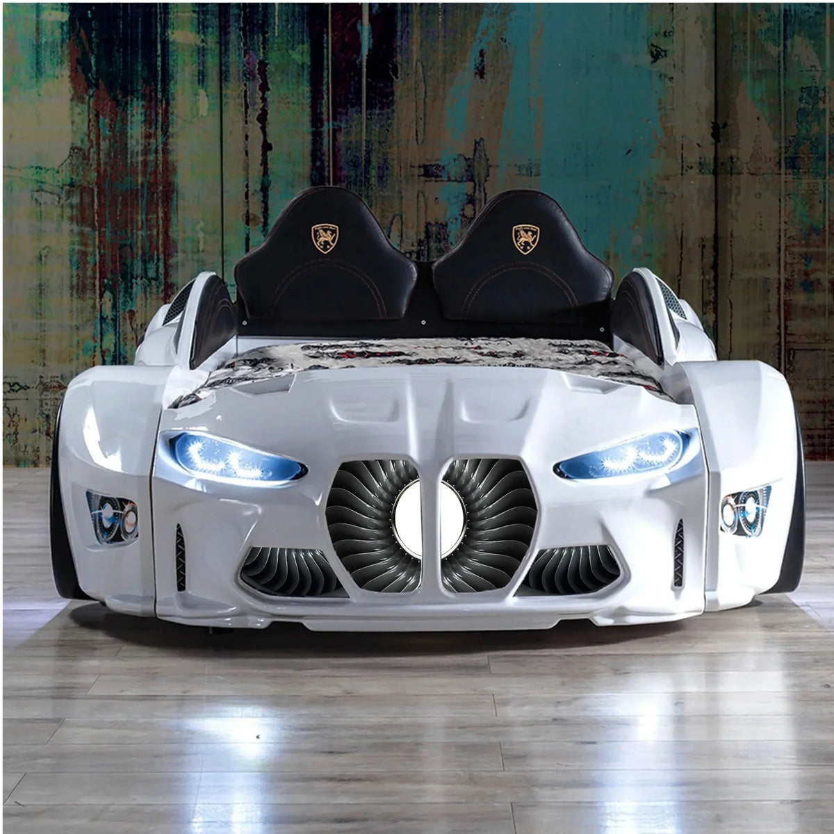 GTXR Super Twin Race Car Bed with LED Lights & Sound Effects Race Car Beds Race Car Beds