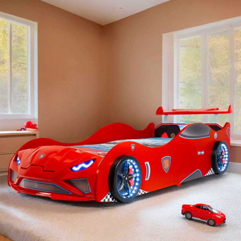 GT NITRO Twin Race Car Bed with LED Lights & Engine Sounds