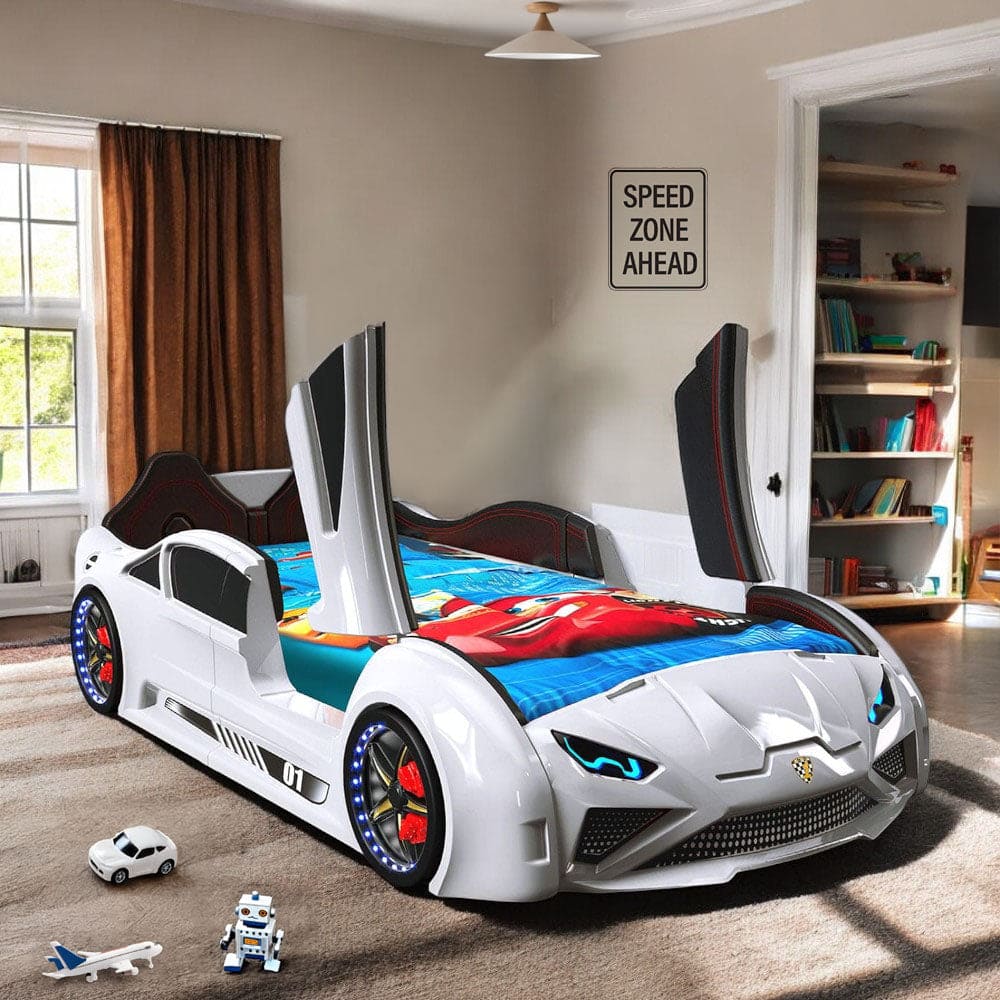 NITRO RX Twin Race Car Bed with LED Lights & Engine Sounds