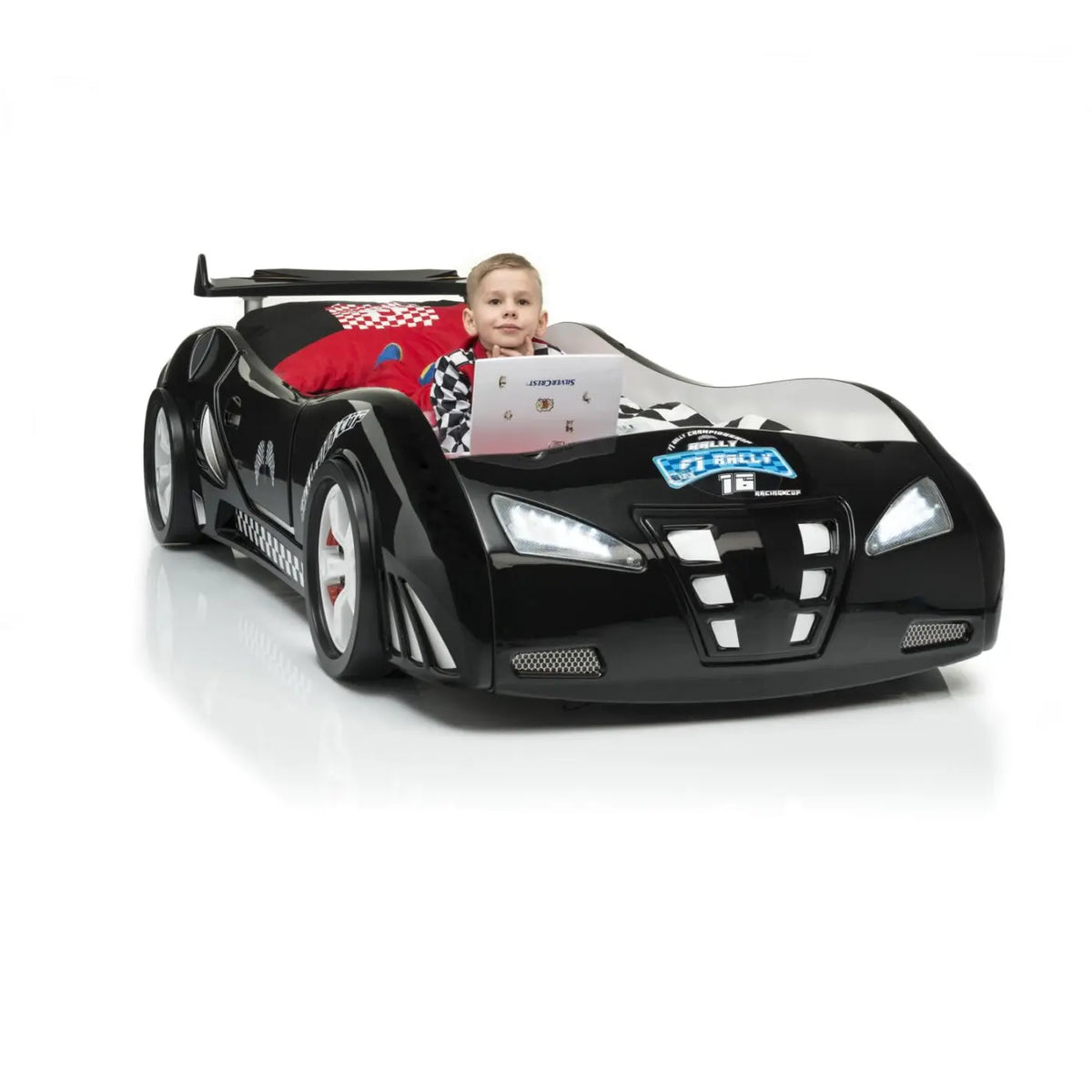 M3 INFINITI Twin Race Car Bed: Interactive Remote-Controlled LED Lights & Racing Sound FX