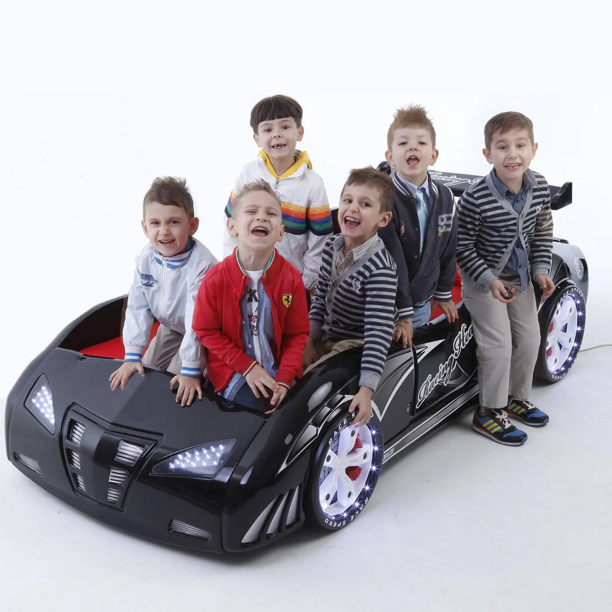 M3 INFINITI Twin Race Car Bed: Interactive Remote-Controlled LED Lights & Racing Sound FX