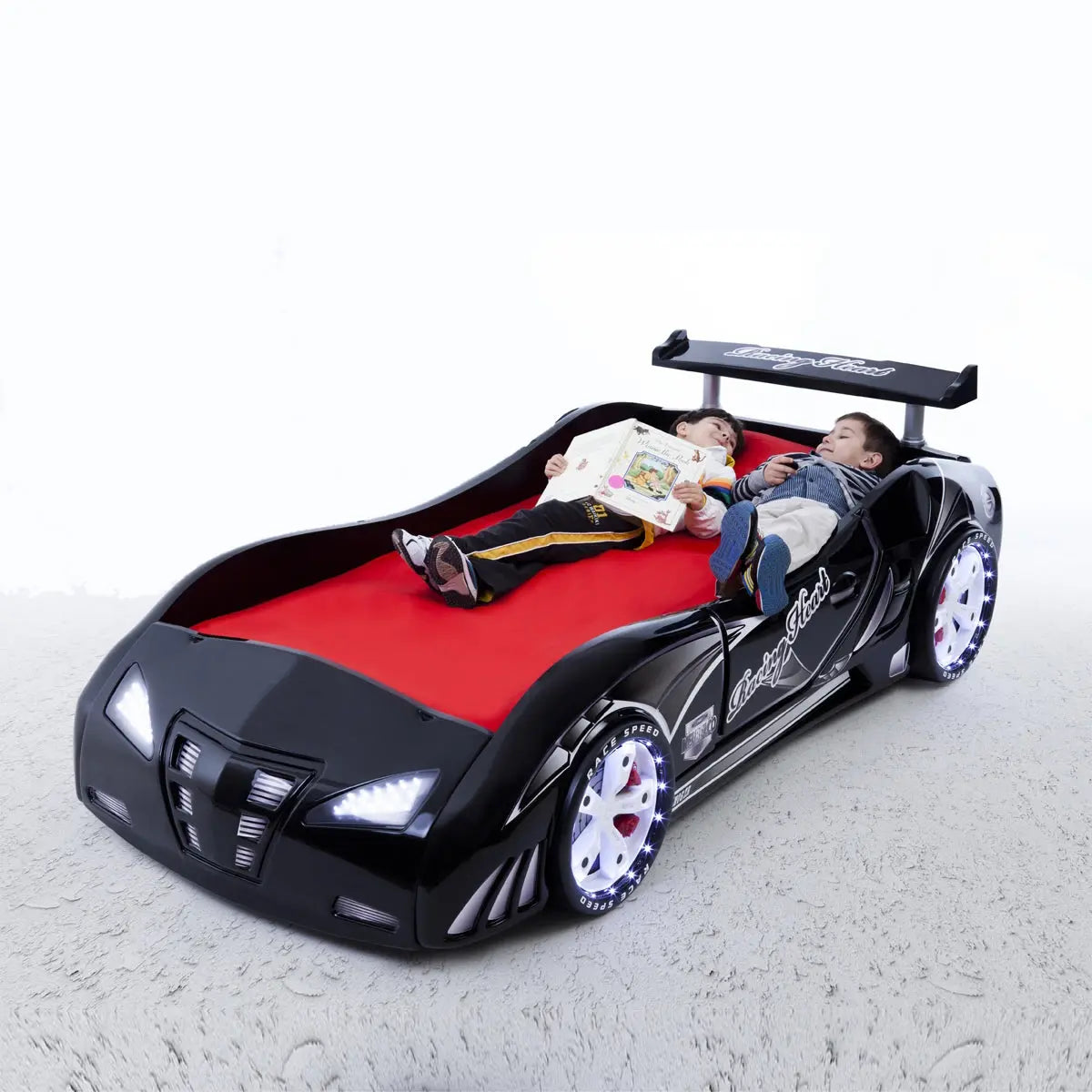M3 INFINITI Twin Race Car Bed: Interactive Remote-Controlled LED Lights & Racing Sound FX