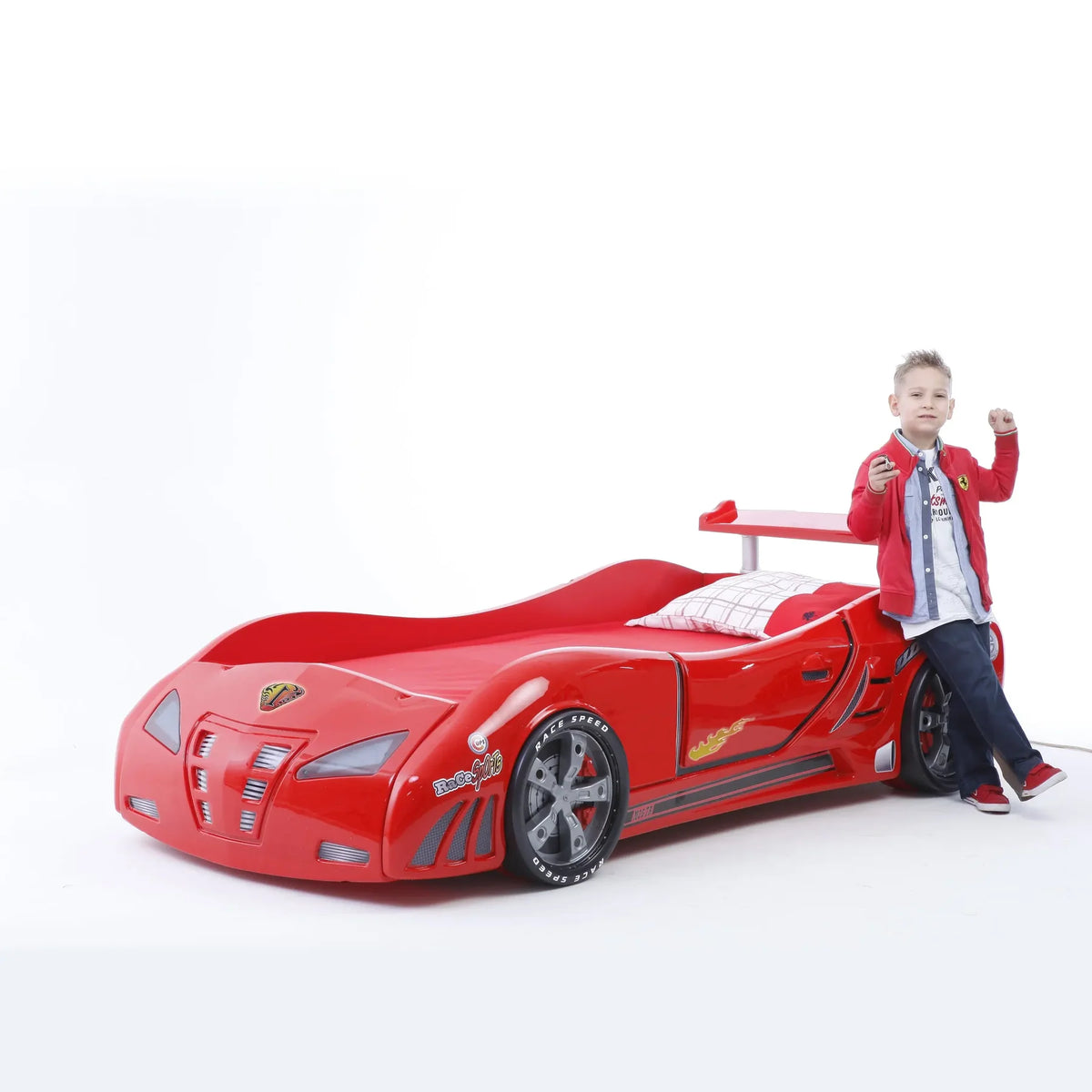 M3 INFINITI Twin Race Car Bed: Interactive Remote-Controlled LED Lights & Racing Sound FX