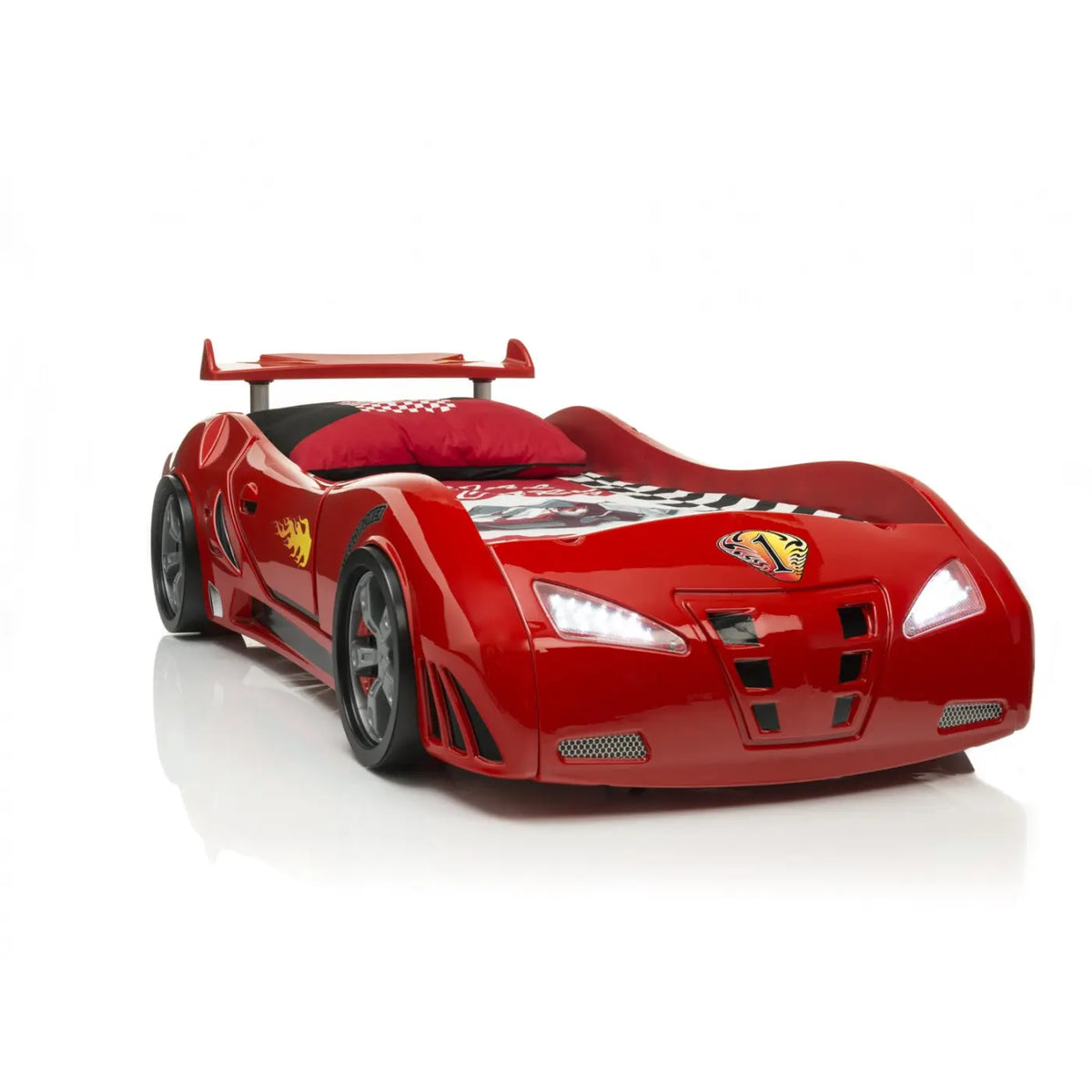 M3 INFINITI Twin Race Car Bed: Interactive Remote-Controlled LED Lights & Racing Sound FX