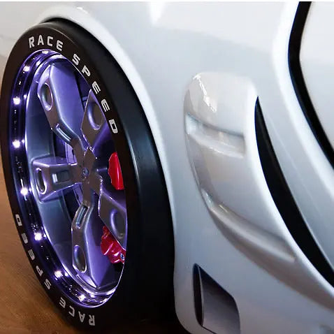 M3 INFINITI Twin Race Car Bed: Interactive Remote-Controlled LED Lights & Racing Sound FX