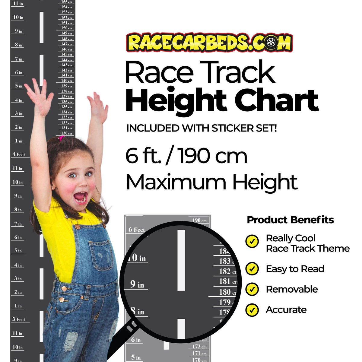Race Track Wall Decal Set with Height Chart