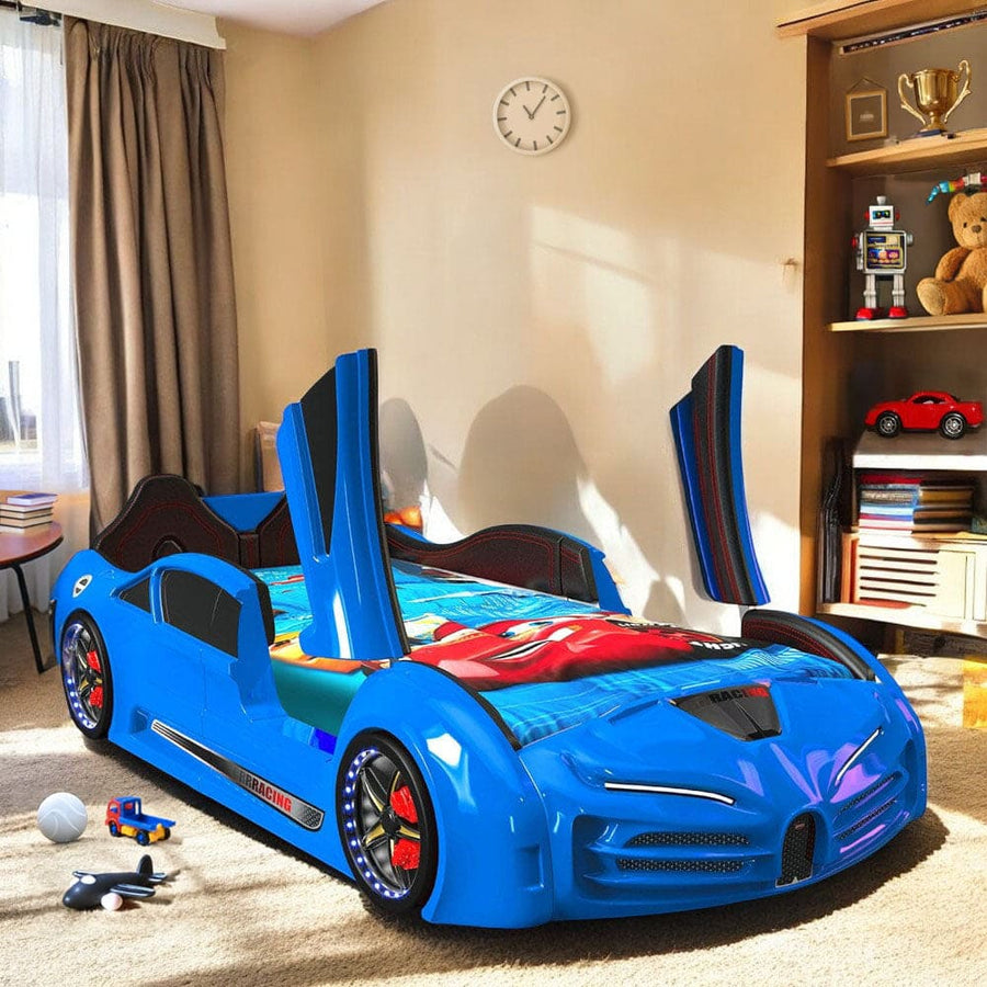 SPEEDY RX Twin Race Car Bed: Interactive LED Lighting & Realistic Engine Sound FX