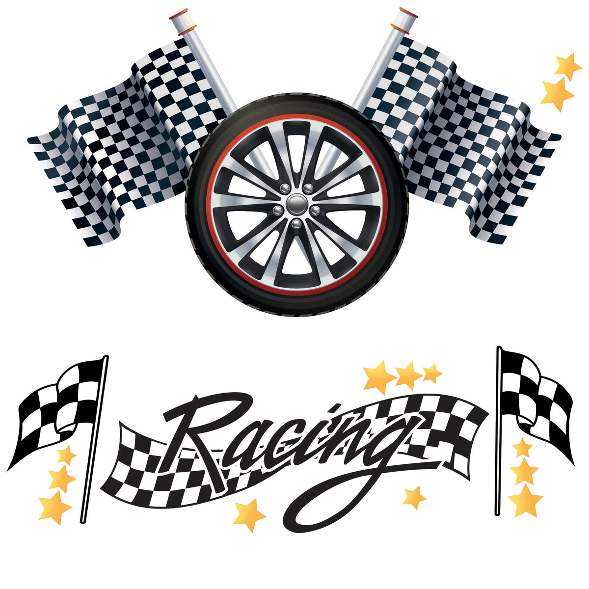 Race Track Wall Decal Set with Height Chart