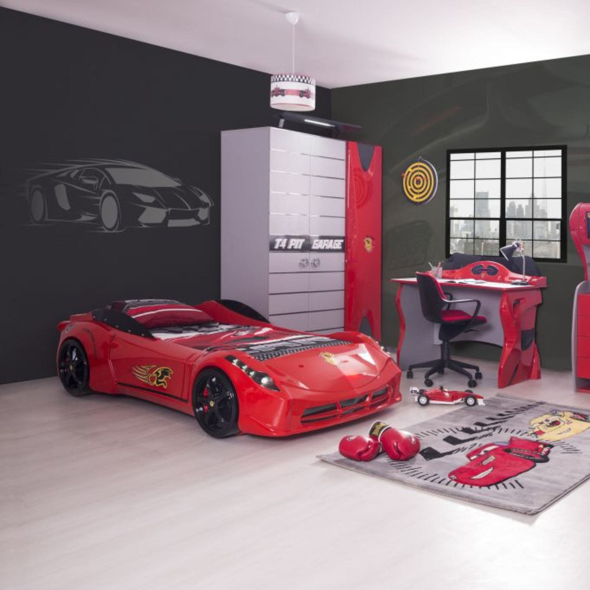 Race Car Garage Kids Study Desk Furniture Race Car Beds