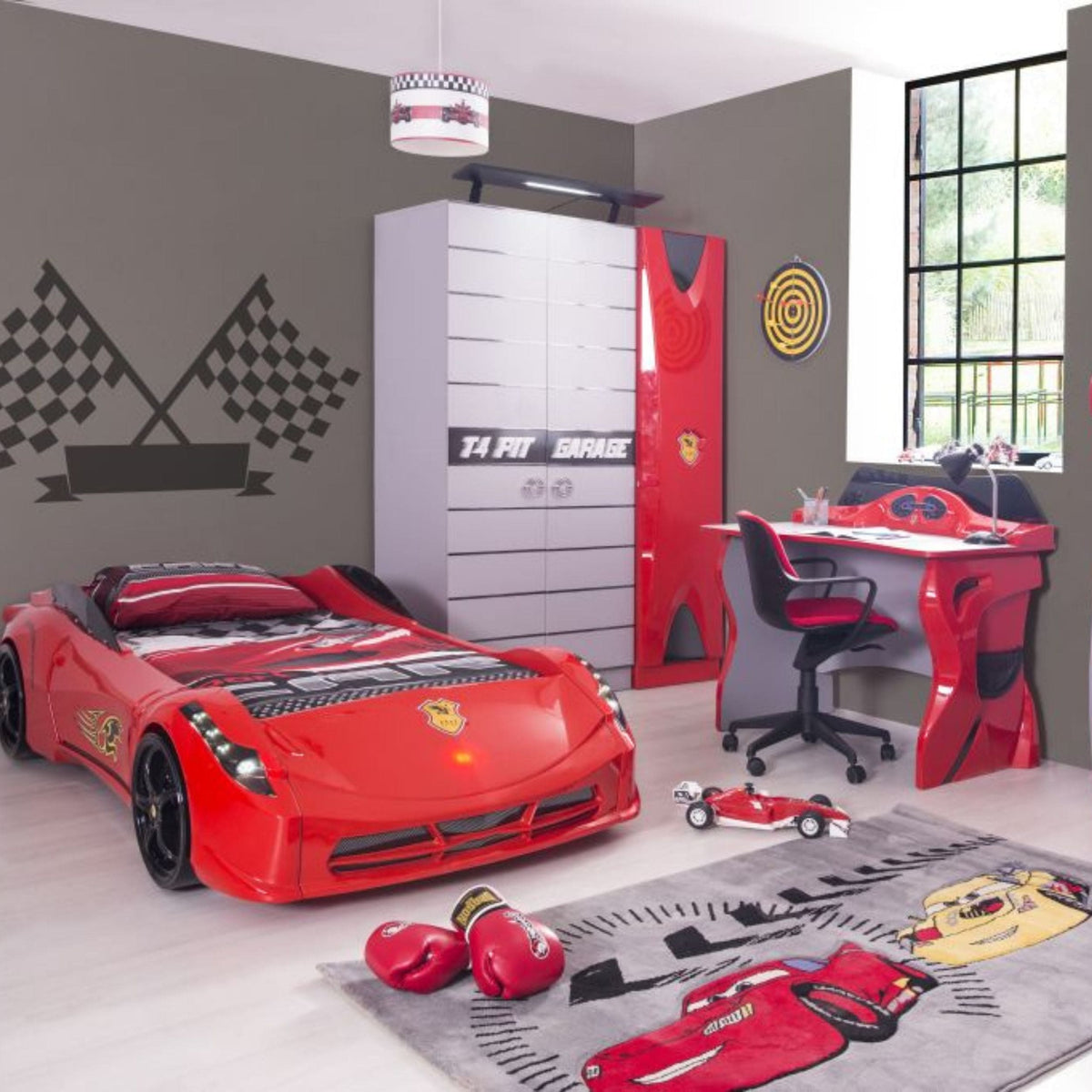 Race Car Garage Kids Study Desk Furniture Race Car Beds