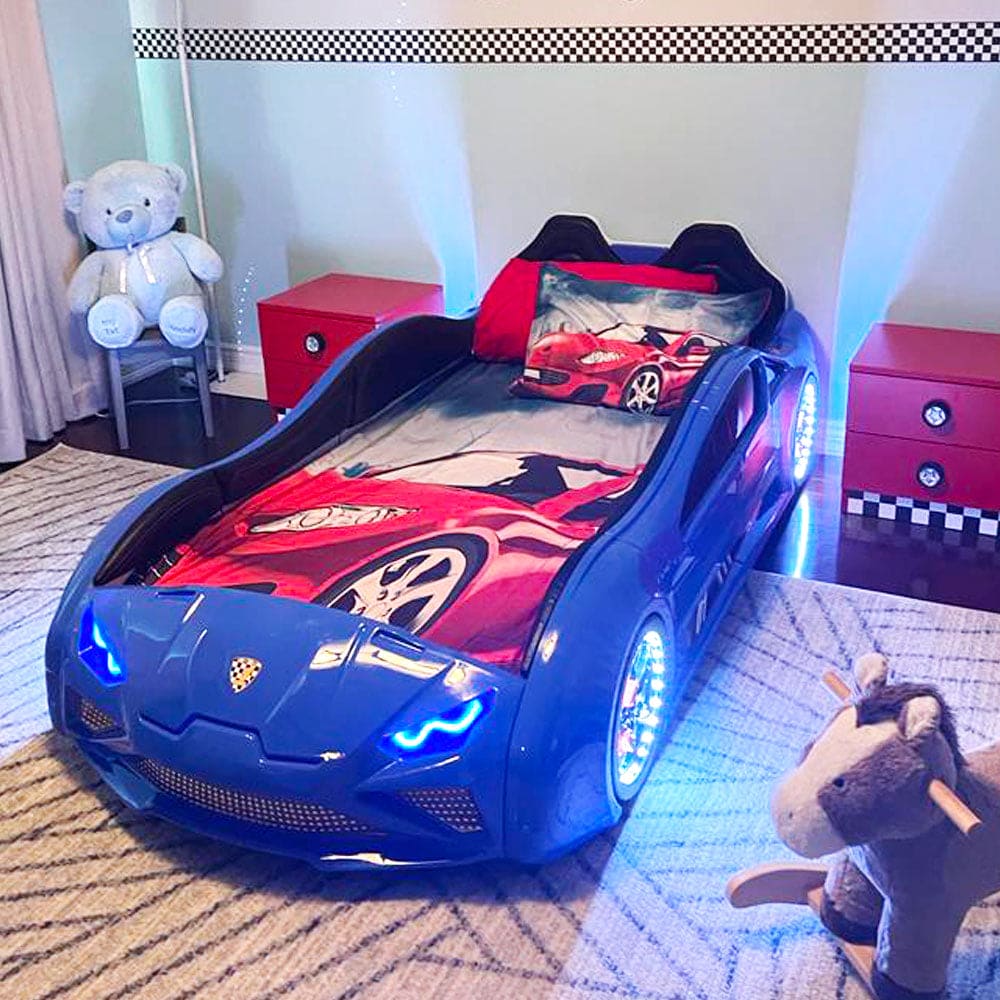 GT Eco Speed 3FT Single Children's Novelty Red Racing Car Bed with  Headlights