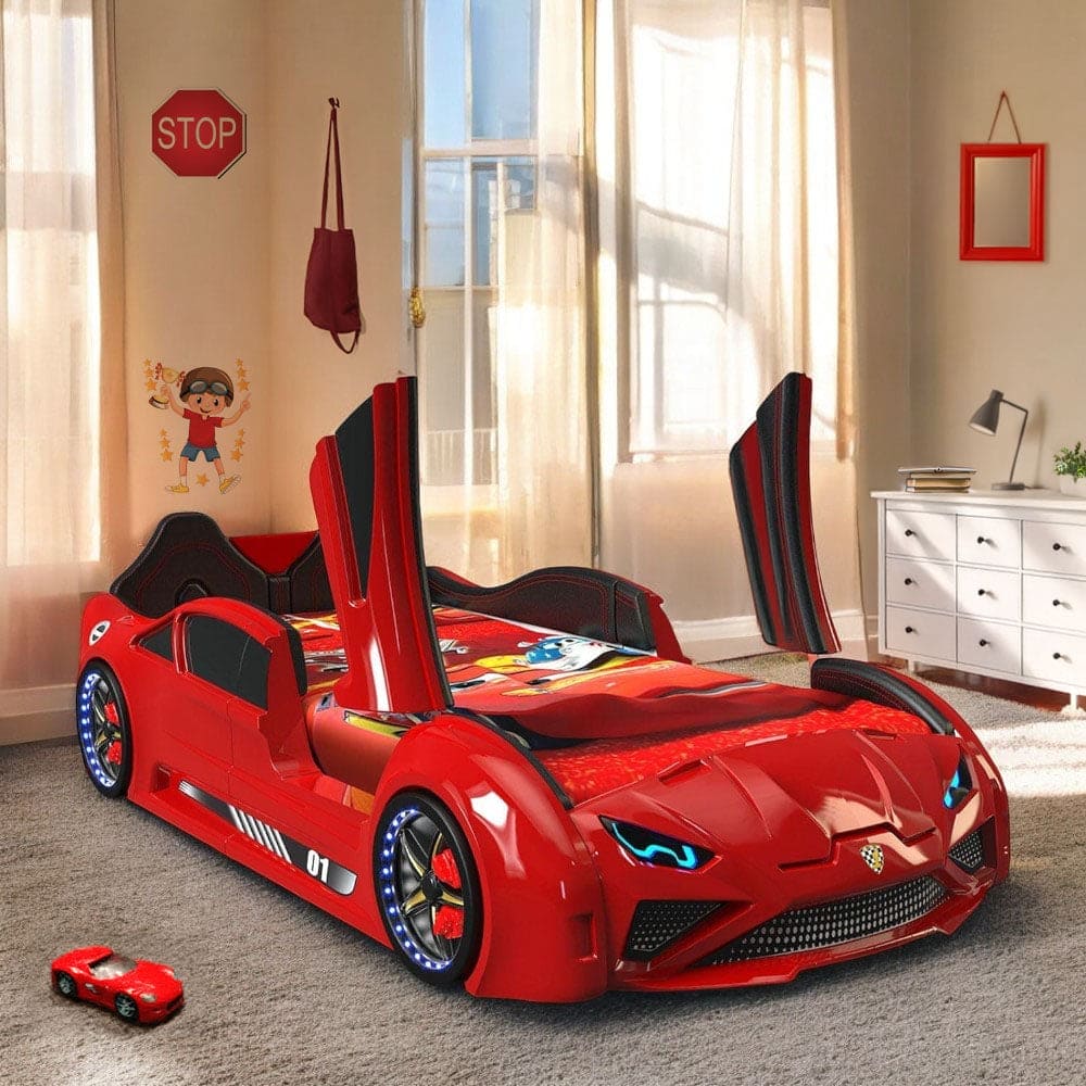 NITRO RX Twin Race Car Bed with LED Lights & Engine Sounds