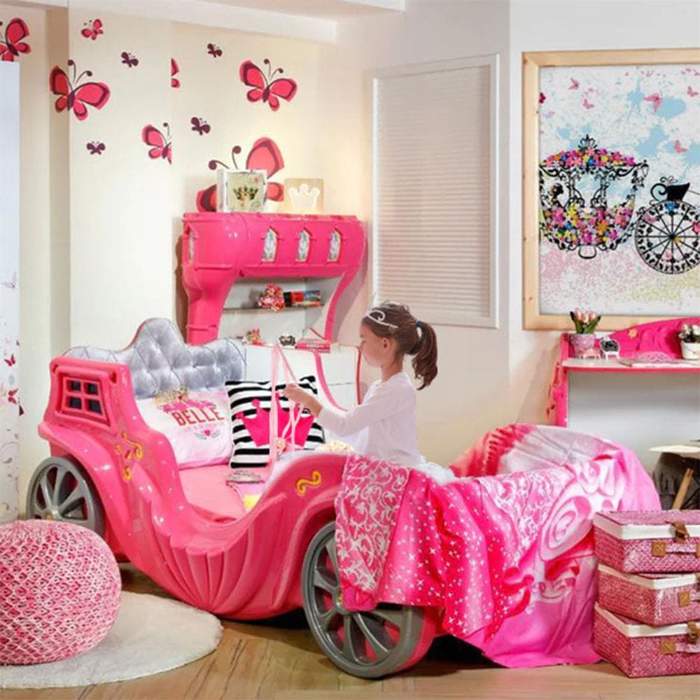 Princess Carriage Bed for Girls | LED Lights & Sound Effects