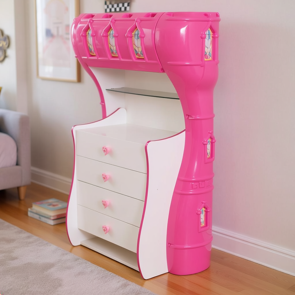 Pink Castle 4-Drawer Kids Dresser