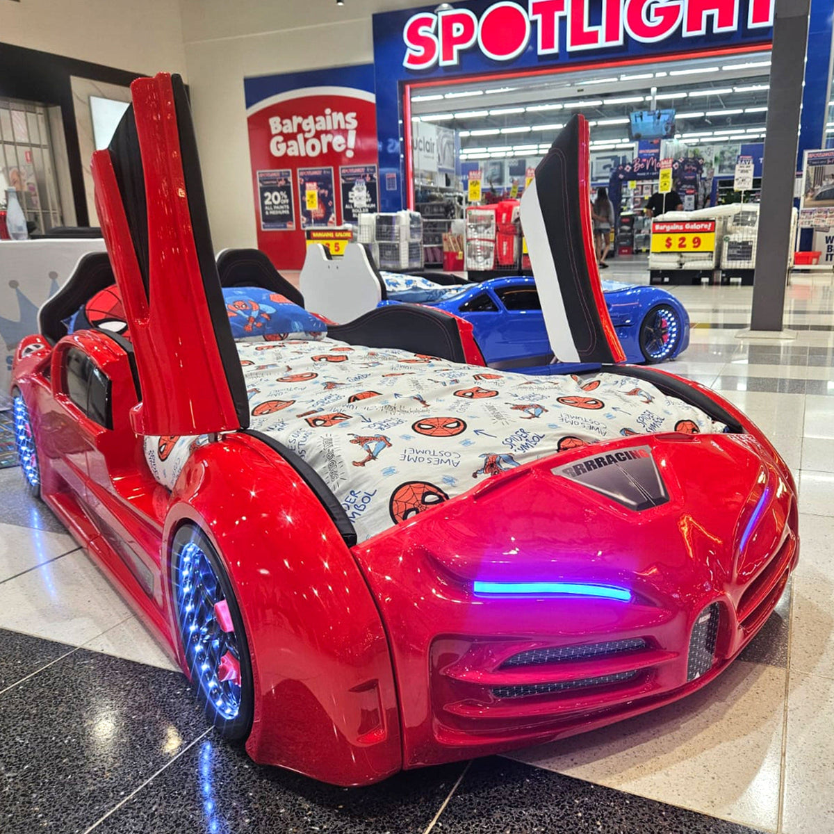 SPEEDY RX Twin Race Car Bed: Interactive LED Lighting & Realistic Engine Sound FX