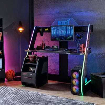 Roox LED Gaming Desk with Nightstand