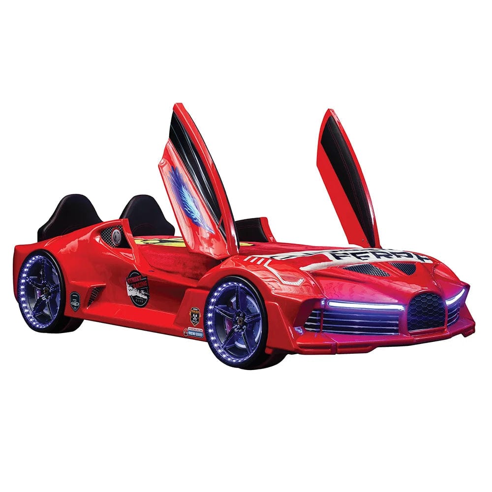 AERO EXTREME Twin Race Car Bed: Performance LED Lighting & Immersive Sound Technology