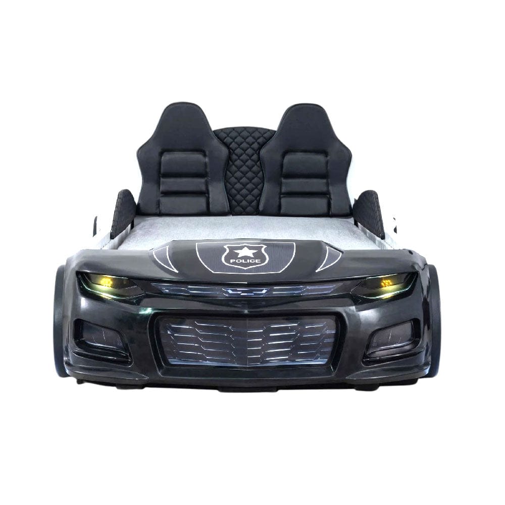 POLICE CHAMPION Race Car Bed with Siren Lights, Intercom & Bluetooth