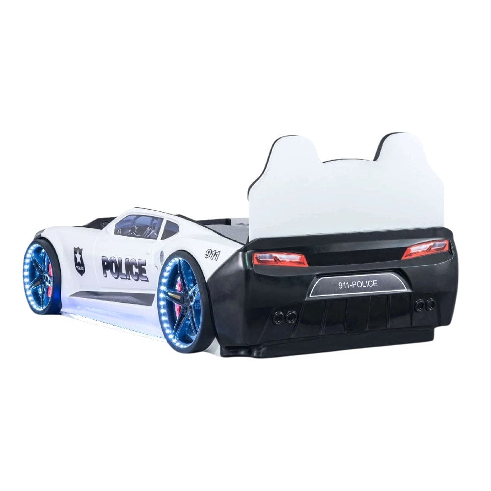POLICE CHAMPION Race Car Bed with Siren Lights, Intercom & Bluetooth