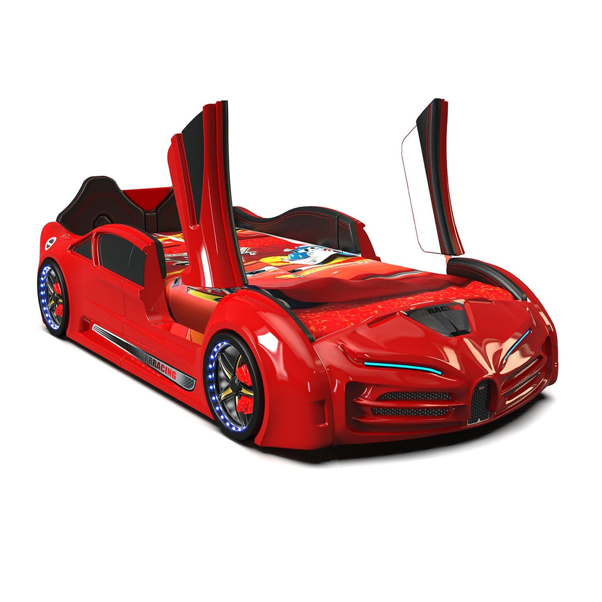 SPEEDY RX Twin Race Car Bed: Interactive LED Lighting & Realistic Engine Sound FX