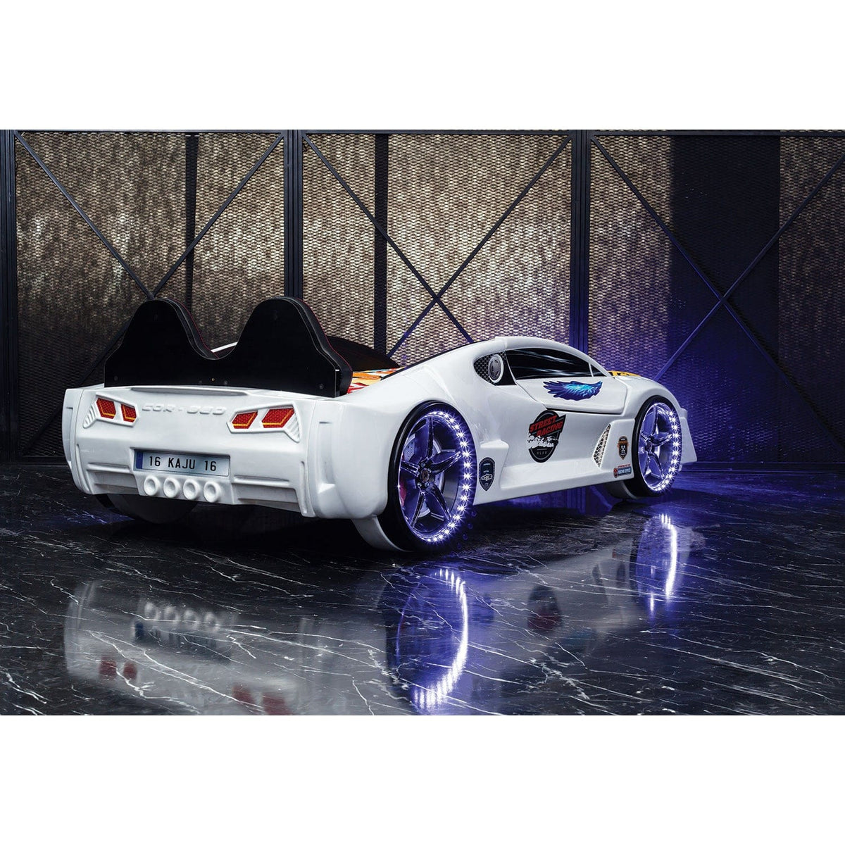 AERO EXTREME Twin Race Car Bed: Performance LED Lighting & Immersive Sound Technology
