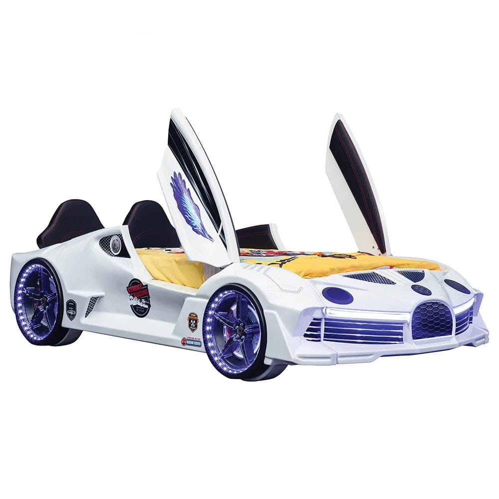 AERO EXTREME Twin Race Car Bed: Performance LED Lighting & Immersive Sound Technology
