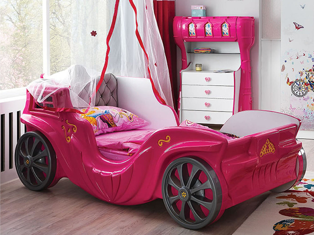 Princess Carriage Bed for Girls | LED Lights & Sound Effects