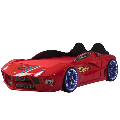 MOON Luxury Twin Race Car Bed with Remote-Controlled LED Lights Race Car Beds Race Car Beds